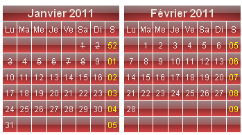 T�l�charger le mod�le de calendrier